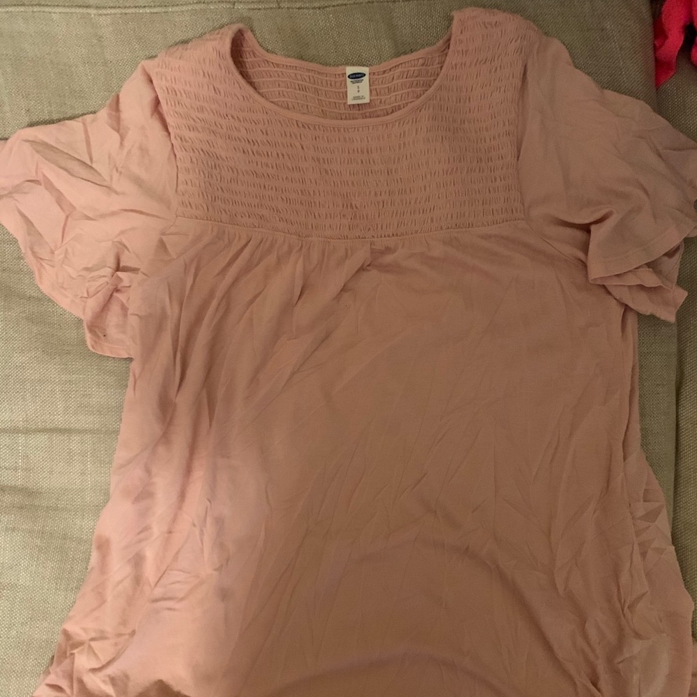 Smocked top pink blouse